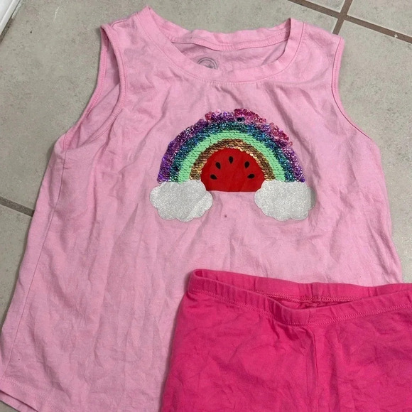 Wonder Nation Girls Pink Shirt & Biker Shorts Size M (7/8) - Picture 3 of 7
